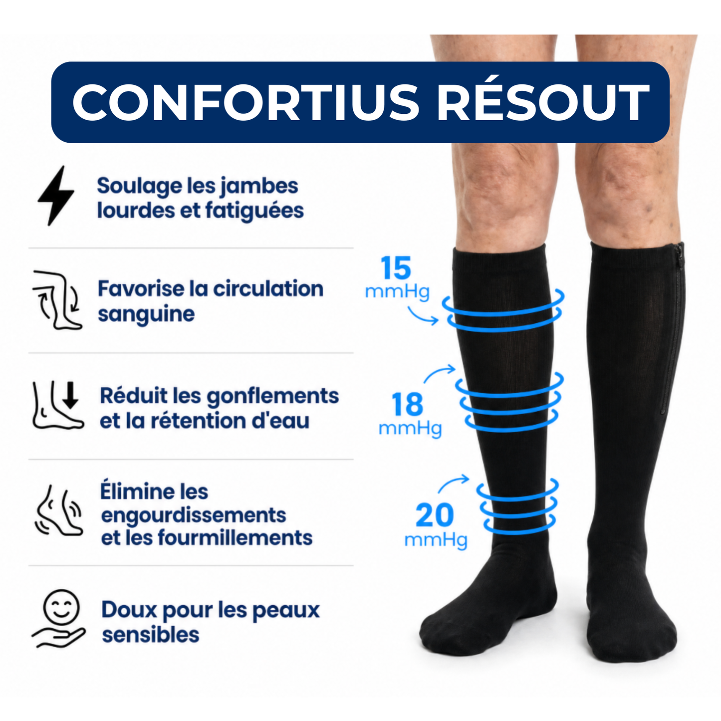 Bas de Contention Zippés Confortius™